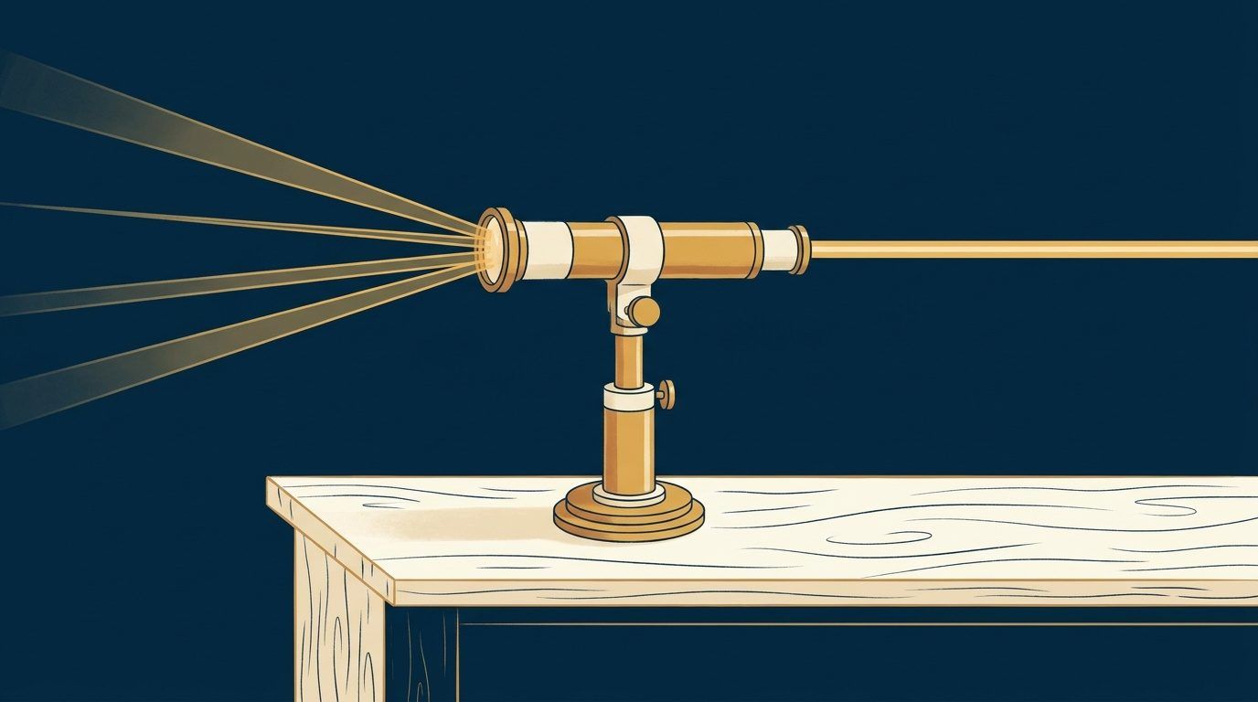 Illustration for the post "Naming Collimer: an optical metaphor, a multi-agent naming sprint, and a GEO bet"
