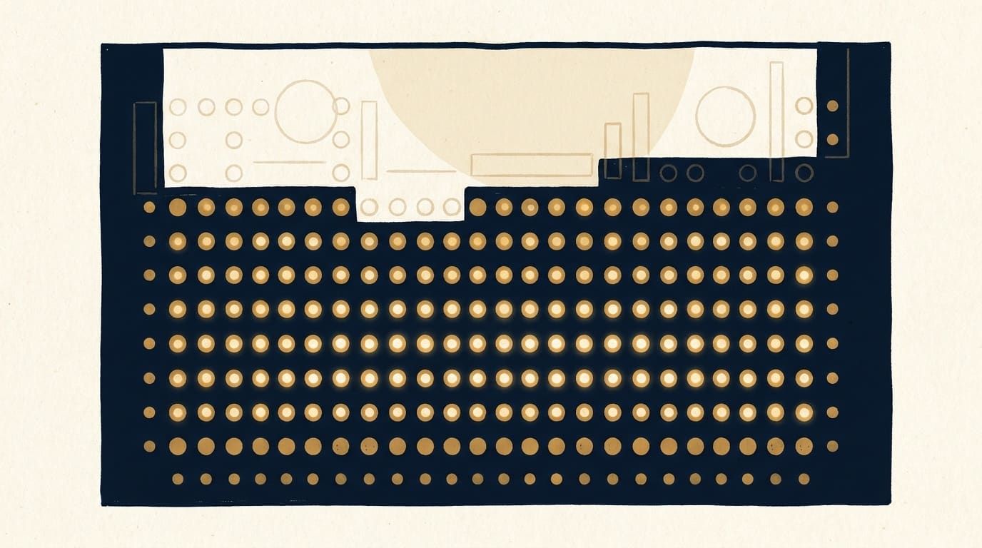 Illustration for the build log "Three green checks and nothing shipped"